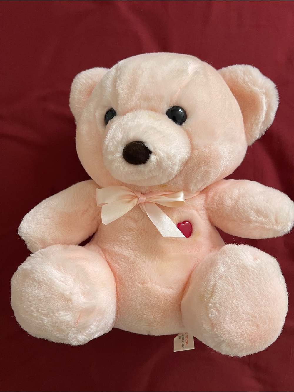 Plush Pink Teddy Bear with Ribbon Bow Like New